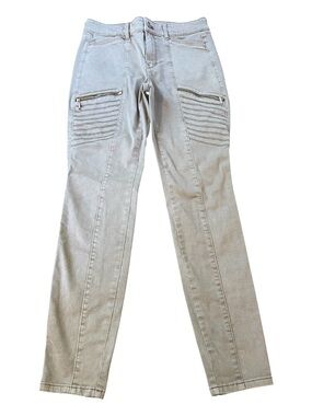 White House Black Market Moto Beige The Skinny Pants.  Size 6